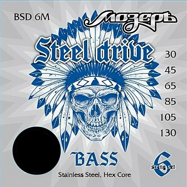 Мозеръ BSD-6M Steel Drive Комплект струн для 6-струнной бас-гитары, сталь, 30-130