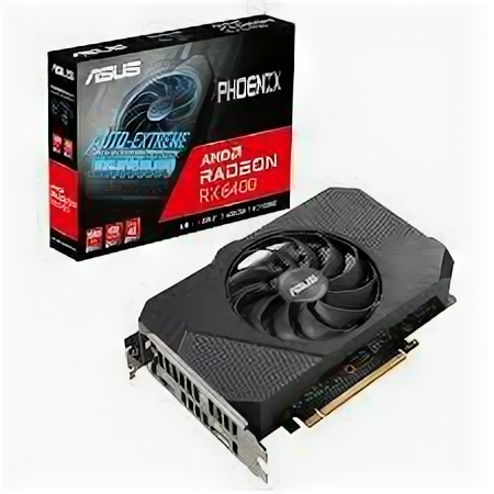 Видеокарта Asus PCI-E 4.0 PH-RX6400-4G AMD Radeon RX 6400 4096Mb 64 GDDR6 2650/18000 HDMIx1 DPx1 HDCP Ret