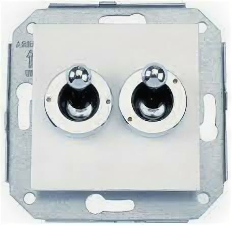 фото Fontini F-37 Rocking белый/глянцевый хром Выключатель 2-х клавишный, простой, ручки и кольца хром