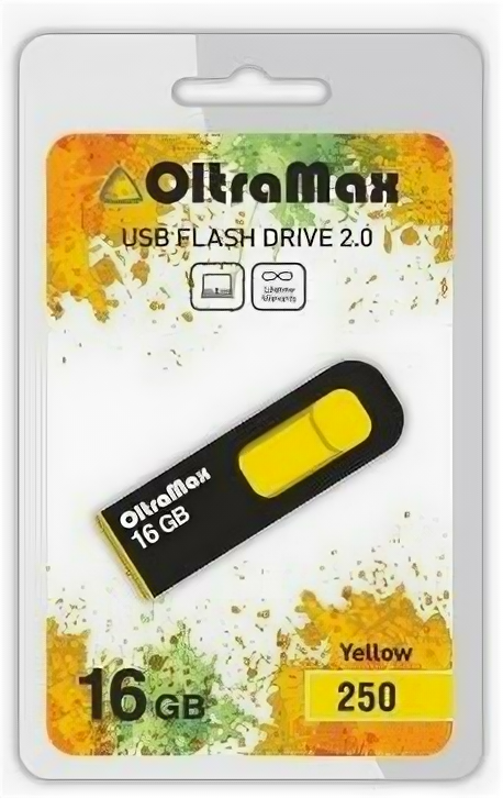 Флешка OltraMax 250 16GB Black/Yellow