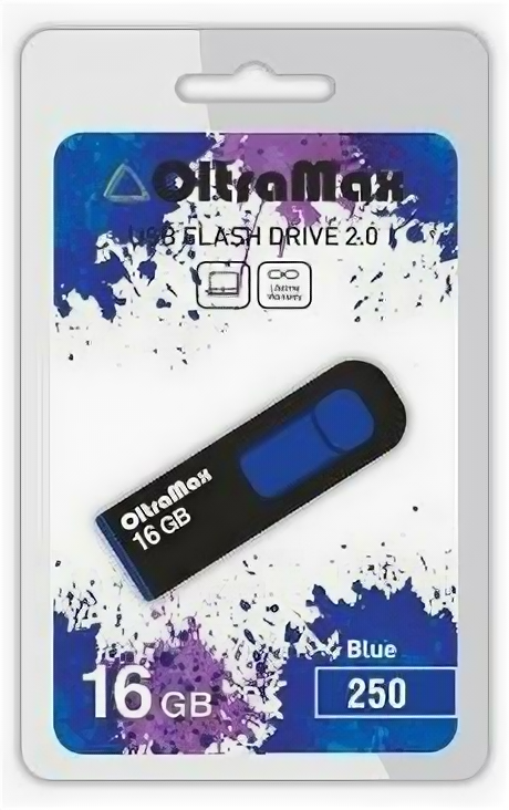 Флешка OltraMax 250 16GB, черный/синий