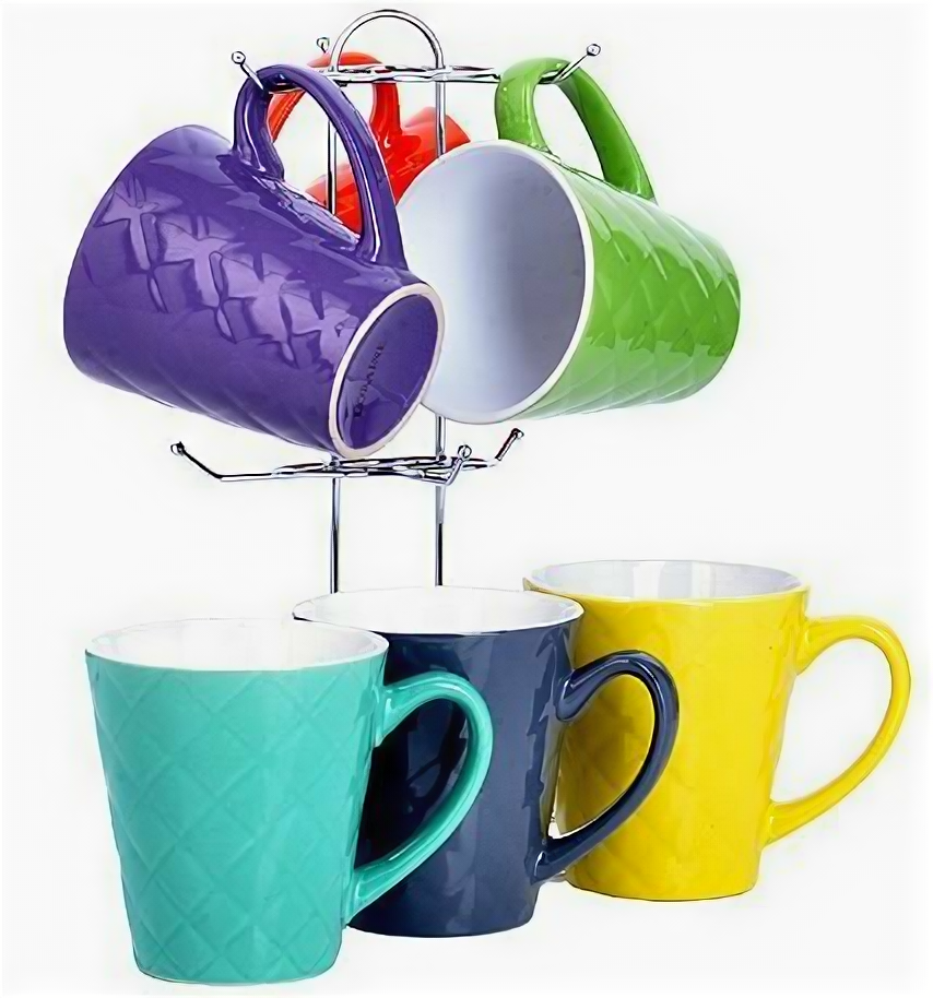 фото loraine 23137 набор чашек 6 предметов на подставке 350мл