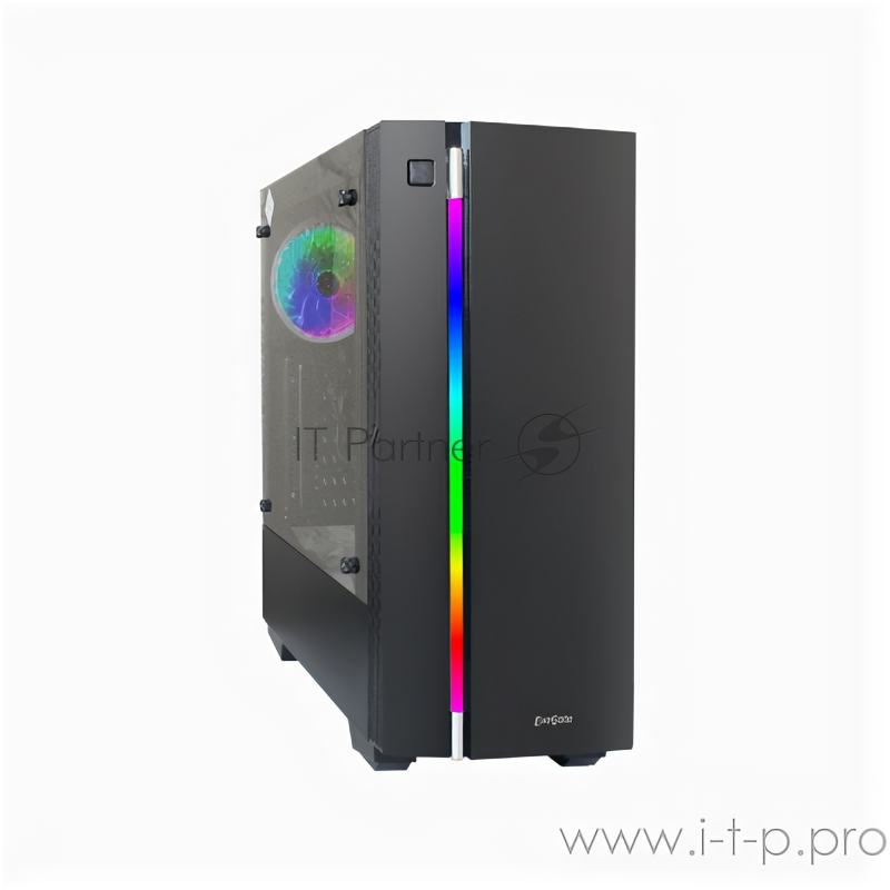 Корпус Miditower ExeGate EVO-9201 Black-RGB light, Atx, (600npx), с окном, 2*USB+1*USB3.0, HD Audio
