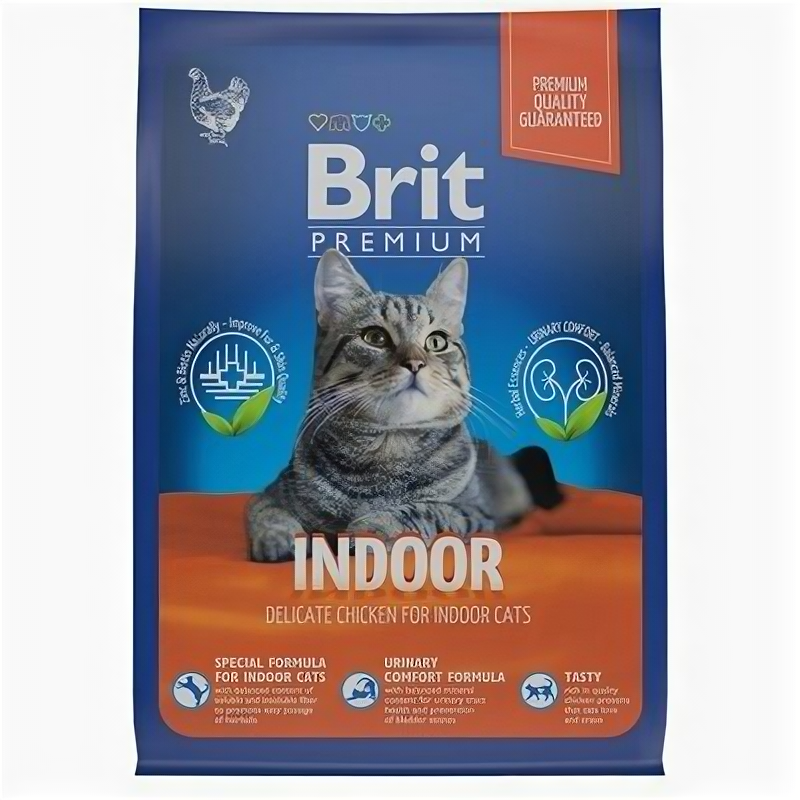 Brit Сухой корм премиум класса Premium Cat Indoor с курицей для кошек домашнего содержания 5049233 0,4 кг 60040 (2 шт)