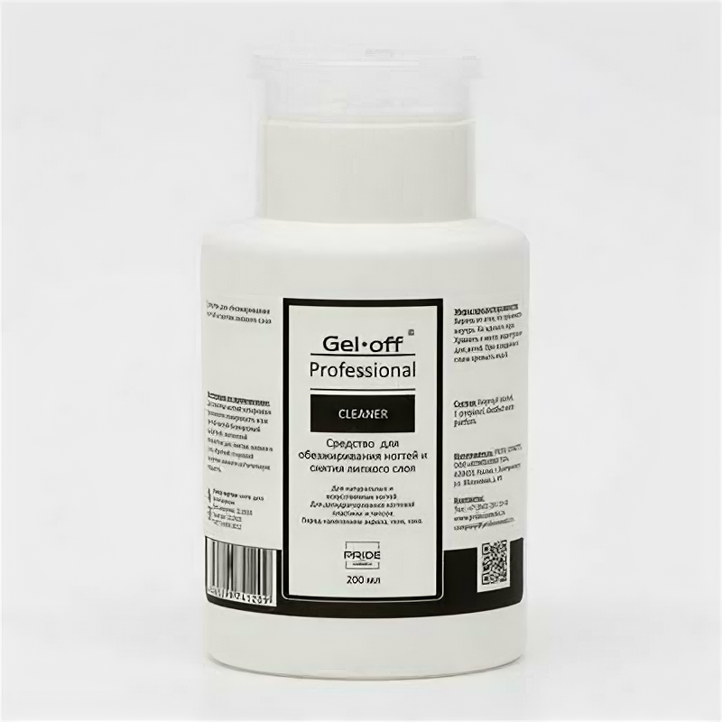 Средство для обезжиривания ногтей и снятия липкого слоя Gel-off Cleaner Professional, помпа, 200 мл .