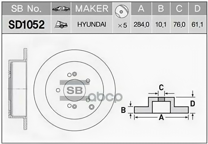 Тормозной диск задний SANGSIN BRAKE SD1052