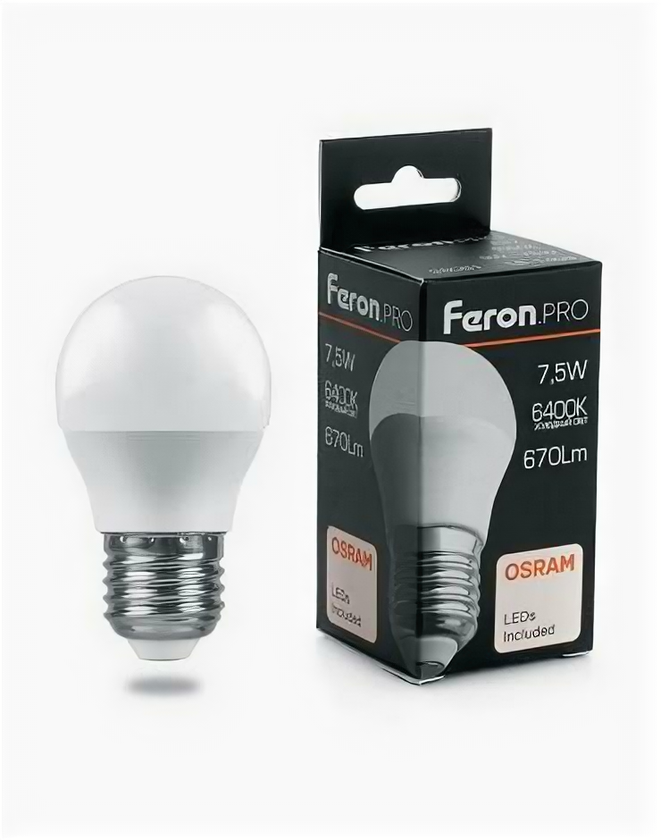 Feron LB-1407 Лампа светодиодная Шарик E27 7.5W 6400K 1 шт.