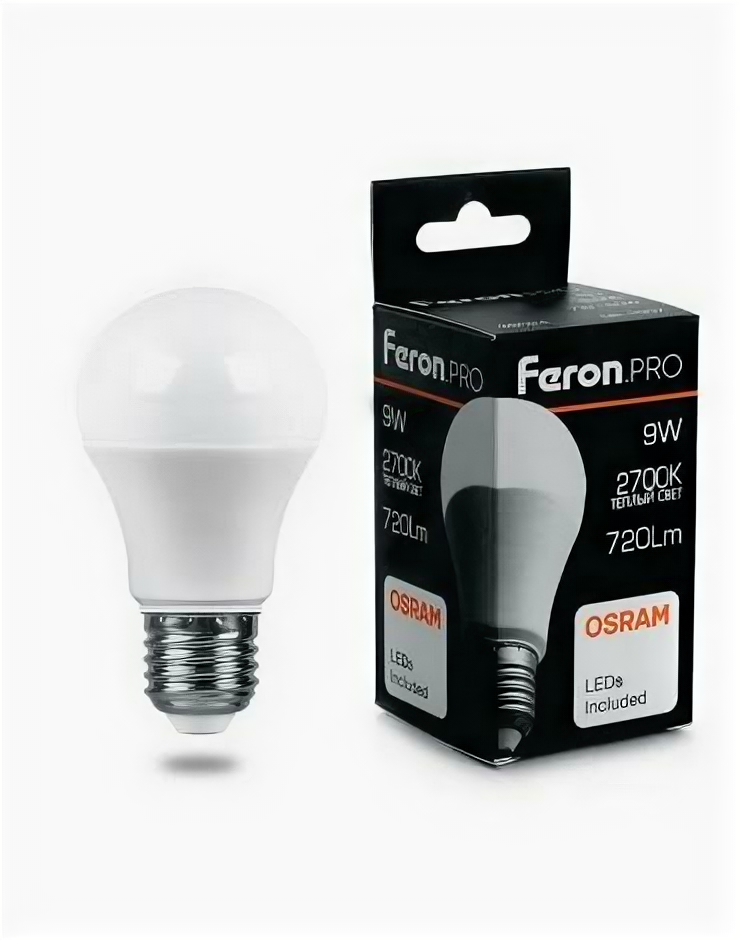 Feron LB-1009 Лампа светодиодная Шар E27 9W 2700K 1 шт.