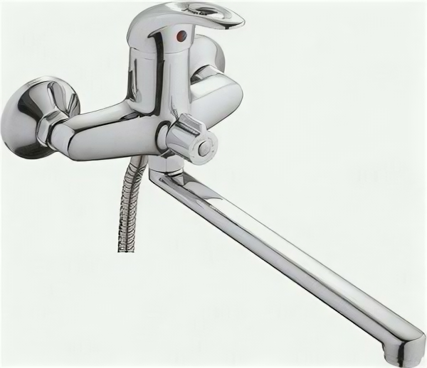 фото LEDEME Смеситель д/ванны (Zn) плоский поворот.излив 30см,дивертор в кор,керам.карт.40мм,хром,L2202-B