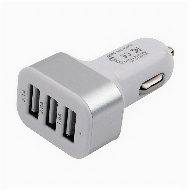 Адаптер питания Cablexpert Mp3a-uc-car17, 12V-)5V 3-USB, 2.1/2/1A 15164
