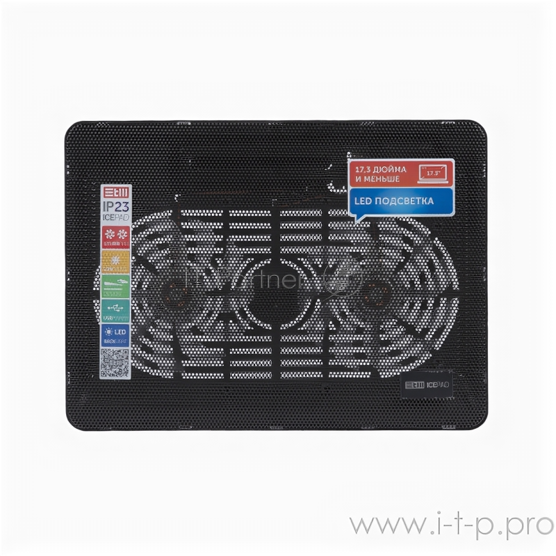 Подставка для ноутбука STM IP23 STM Laptop Cooling IP23 Black (17,3"", 2x(125x125), plastic+metal m .