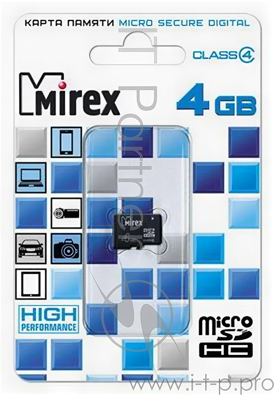 Память microSD 4Gb Mirex 13612-MCROSD04 .