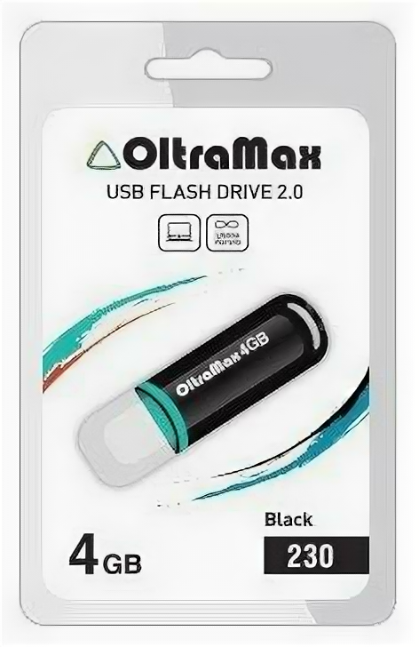 USB-  OltraMax 4Gb 230 OM-4GB-230-Black, 1.