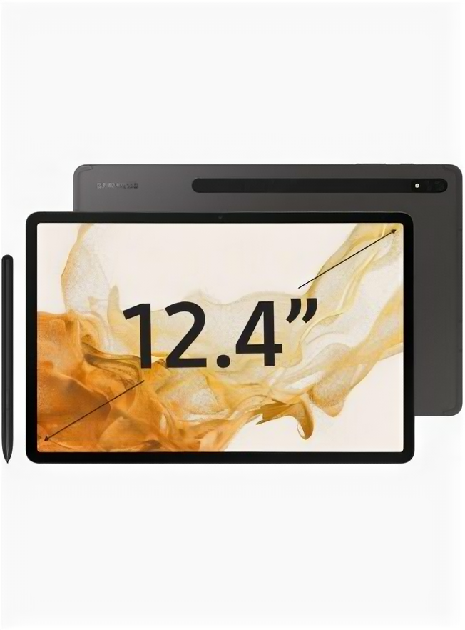 Планшетный компьютер Samsung Galaxy Tab S8+ (2022), 8 ГБ/256 ГБ, Wi-Fi, со стилусом, графит