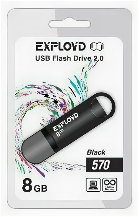 Флешка EXPLOYD 570 8GB USB 2.0, черный
