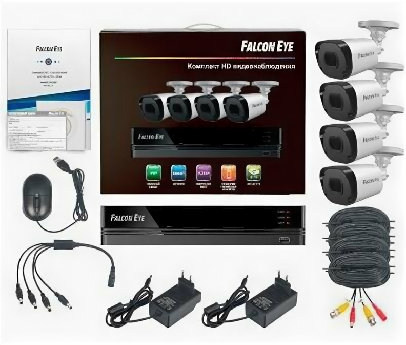 Комплект видеонаблюдения Falcon-eye 4CH + 4CAM KIT FE-2104MHD KIT SMART, белый