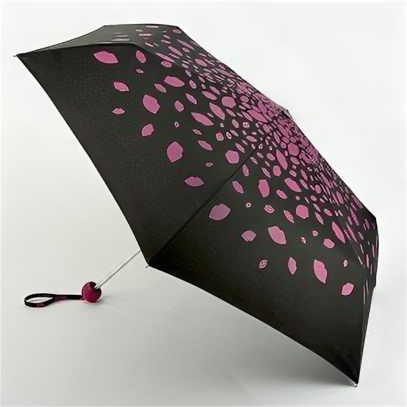 Зонт женский механика Fulton L869-3798 RainingLipsPink (Дождь из розовых губ)