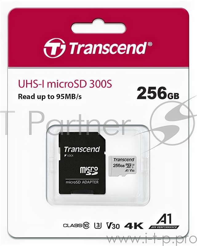 Карта Памяти micro Sdxc 256Gb Transcend 300S Uhs-i U3 V30 A1 + ADP (90/45 Mb/s) .