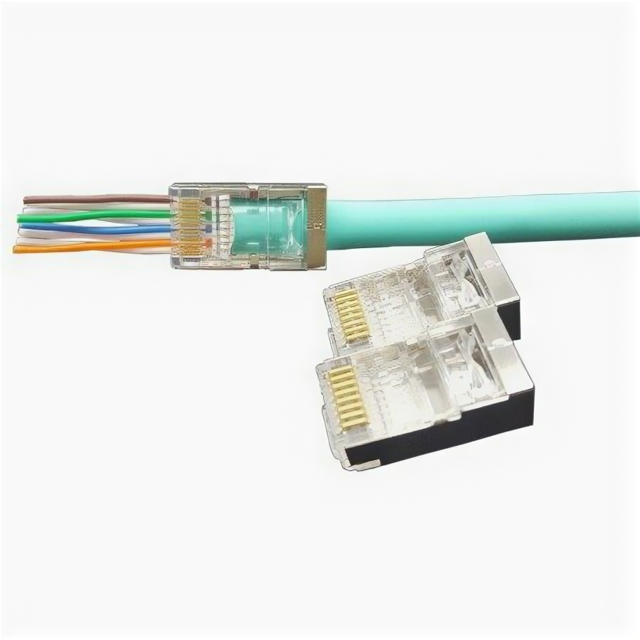 Коннектор Hyperline (PLEZ-8P8C-U-C6-SH-100) FTP кат.6 RJ45 прозрачный (упак:100шт)