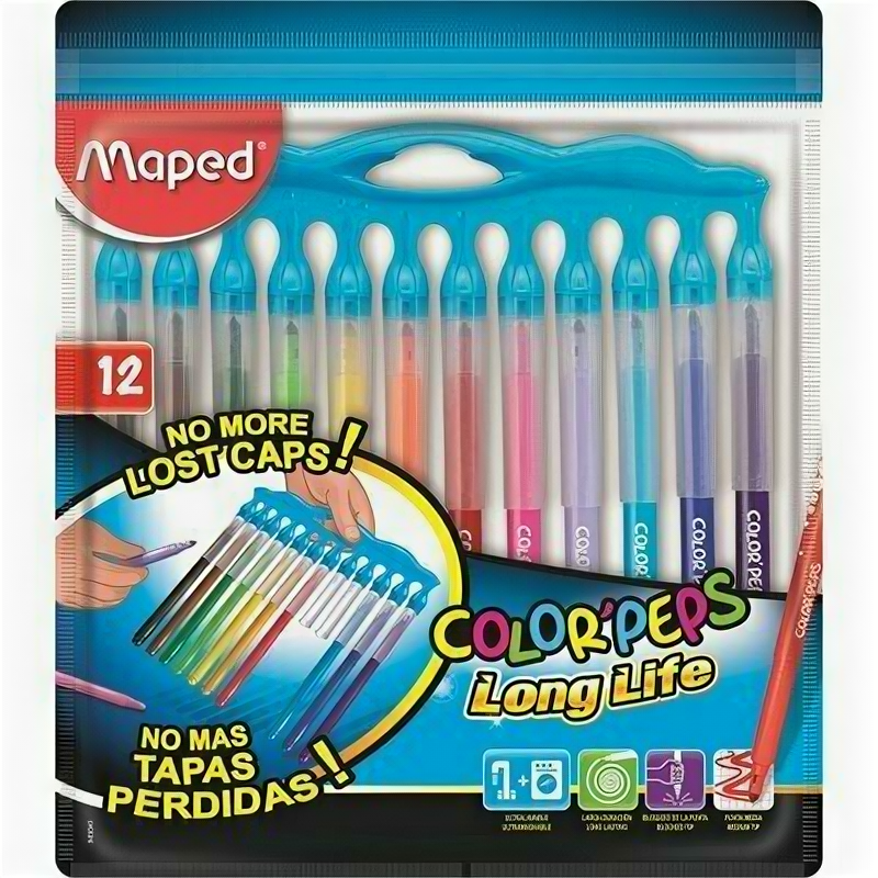 Maped Фломастеры Color'Peps Long Life, смываемые, 12 цветов - фото №2