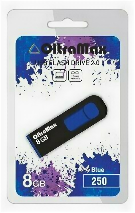 Флешка OltraMax 250 8GB Black/Blue