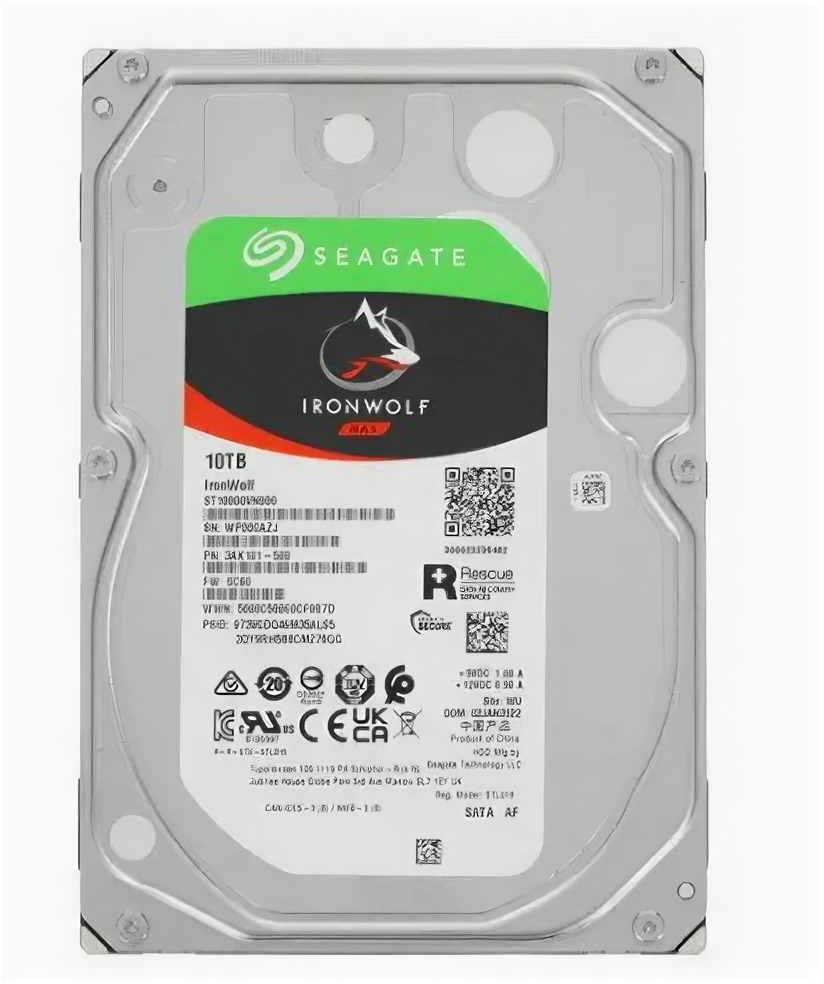 Seagate Жесткий диск 10ТБ Seagate IronWolf NAS ST10000VN000, 7200об./мин., 256МБ (SATA III) (oem)