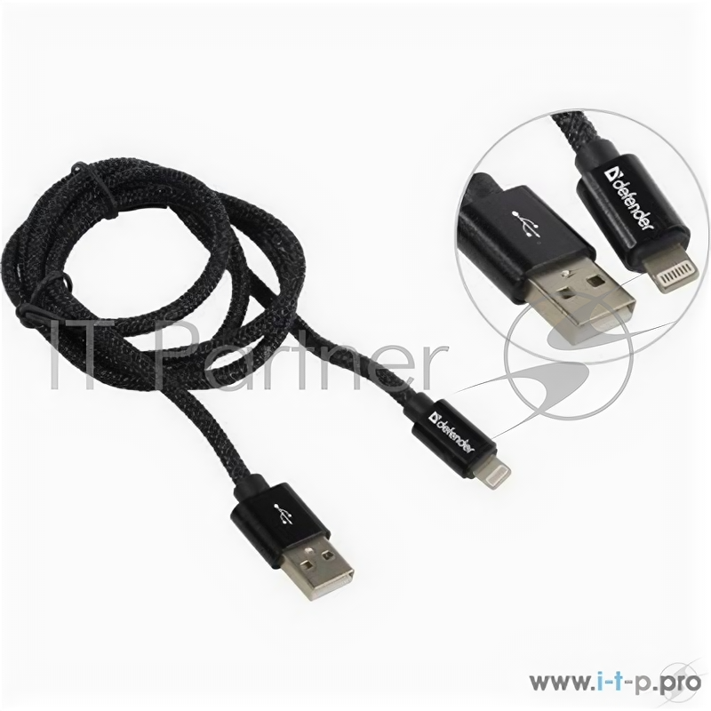 Кабель Lightning TO USB2 1M Black Ach01-03t 87808 Defender 87808 .