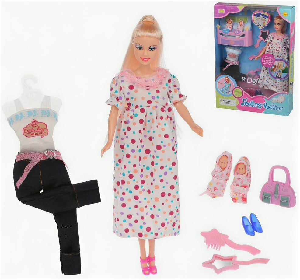Игровой набор с куклой «Маленькая мама», 12 аксессуаров DEFA LUCY 8009 spotted