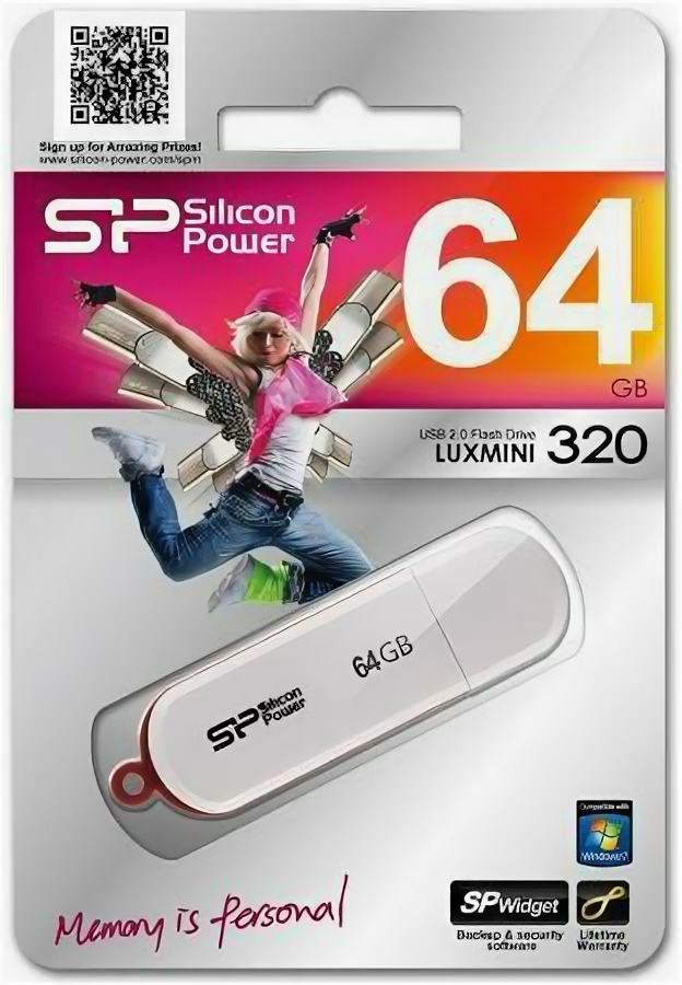 Флешка 64Gb Silicon Power Luxmini 320 USB 2.0 (SP064GBUF2320V1W), белый