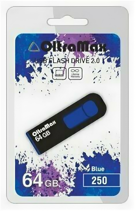 Флешка OltraMax 250 64GB Black/Blue