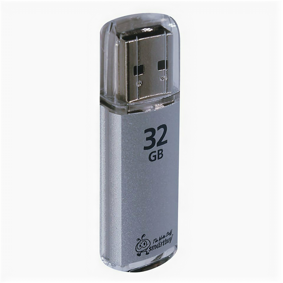 Флеш-диск 32 GB, SMARTBUY V-Cut, USB 2.0, металлический корпус, серебристый, SB32GBVC-S