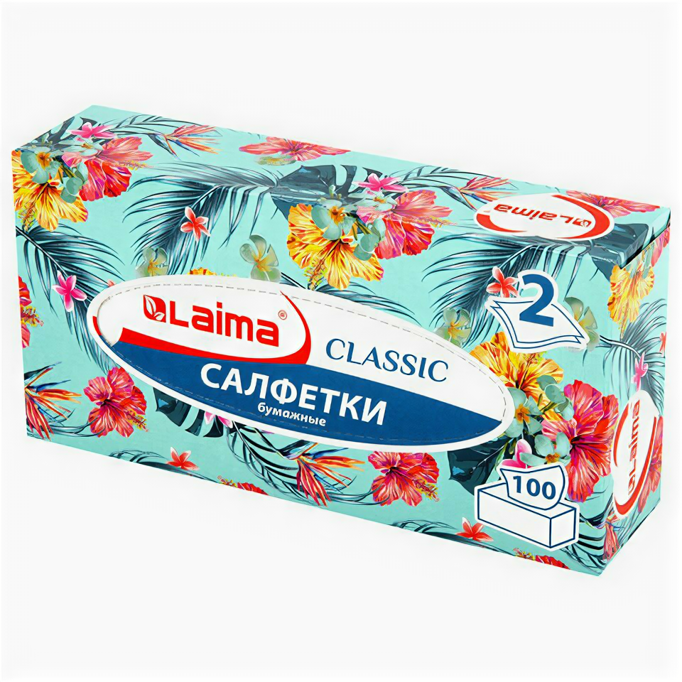 фото Салфетки косметические 100 шт. в картонном боксе 2-слойные, LAIMA "Everyday", 20х20 см, 113588 (цена за 1 ед.товара)