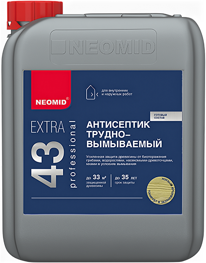 Антисептик Трудновымываемый Neomid Extra 43 ECO 0.5л для Наружных и Внутренних Работ / Неомид 43 Экстра Эко.