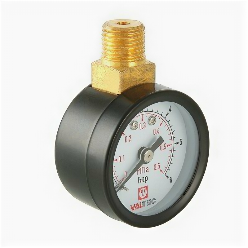 фото Манометр Ду 40 с верхним подключением , 1/4", 0-6 бар (для редуктора давления) | код. VT.TM40.VC.02 | VALTEC (3шт.в упак.)