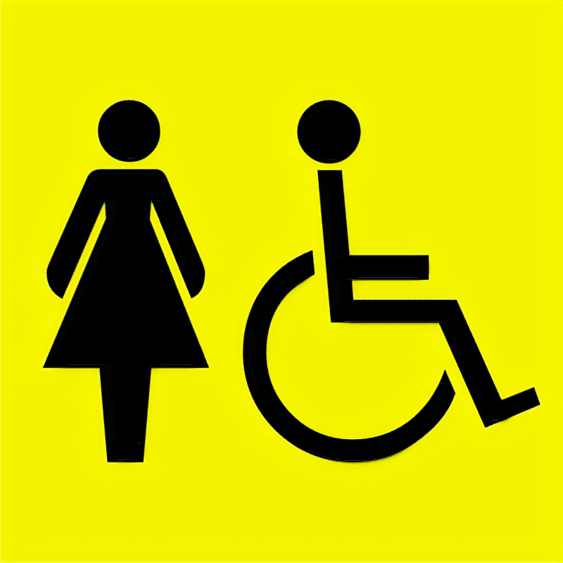 Наклейка Знак Женский туалет для инвалидов. 200х200 мм