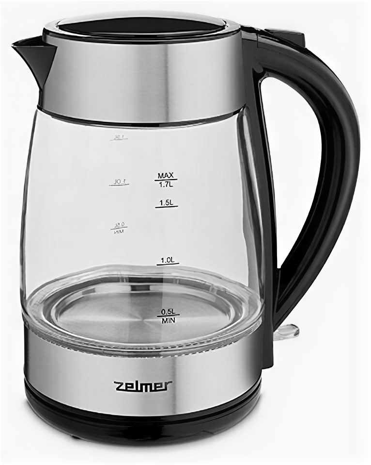 Zelmer Чайник Zelmer ZCK8011 GLASS/INOX, электрический, серебристый (2200Вт, 1.7л) (ret)