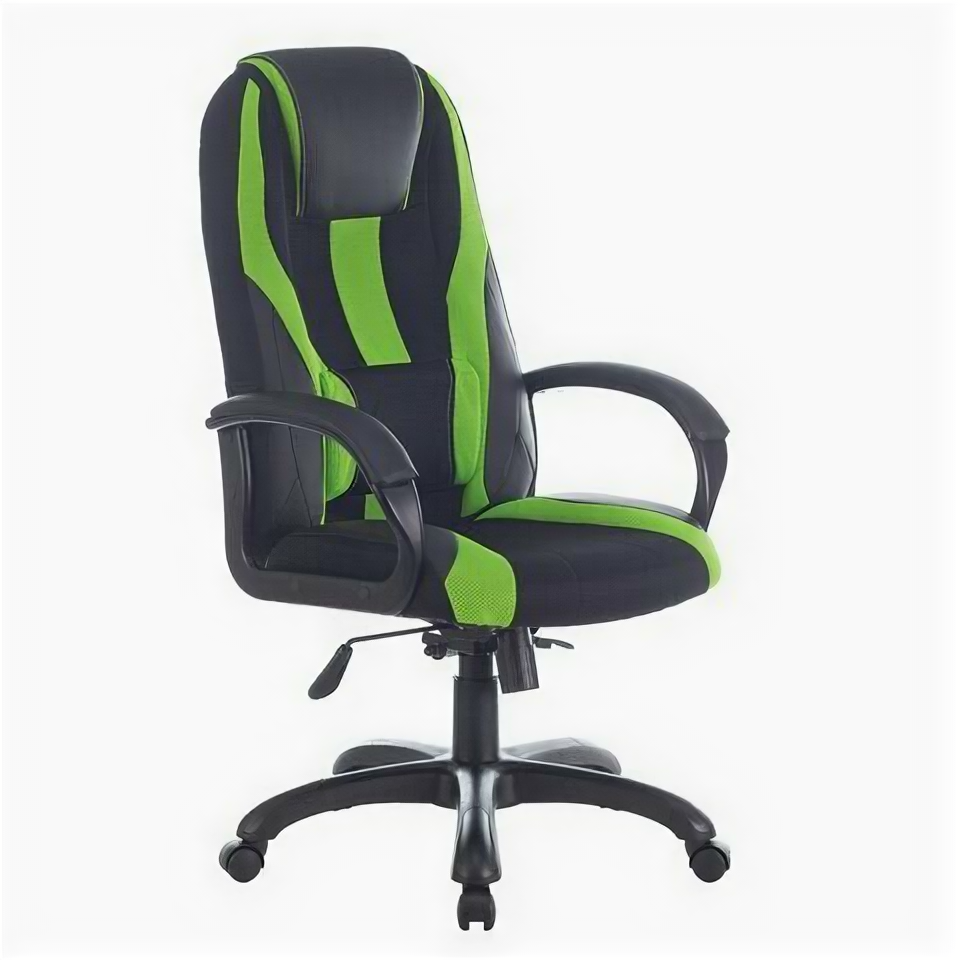 Кресло компьютерное BRABIX PREMIUM Rapid GM-102 экокожа/ткань, черное/зеленое