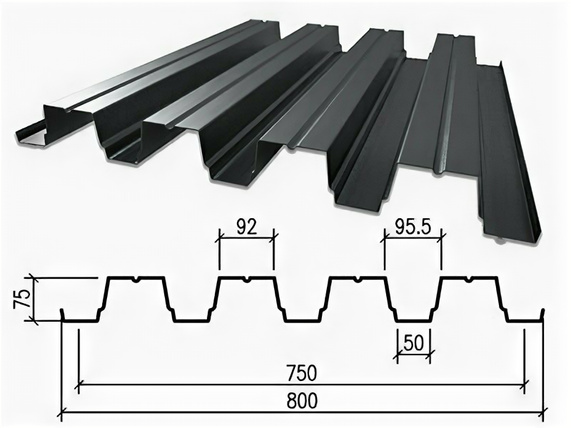 фото Профнастил оцинкованный Н75 0.6x750x6000 мм