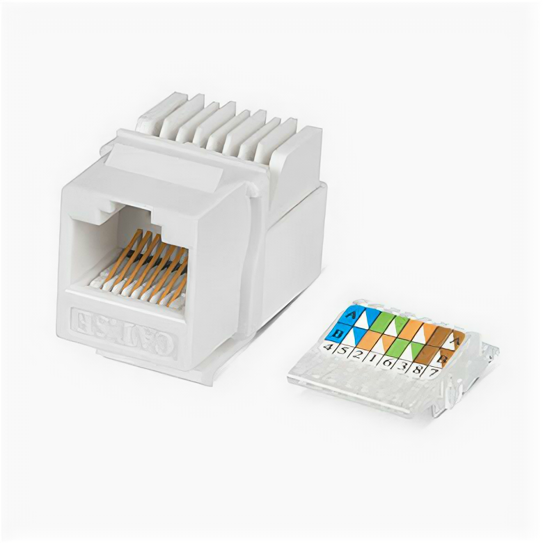 фото Cabeus KJ-RJ45-Cat.5e-Toolless Вставка Keystone Jack RJ-45(8P8C), категория 5e, без инструмента Toolless, белая