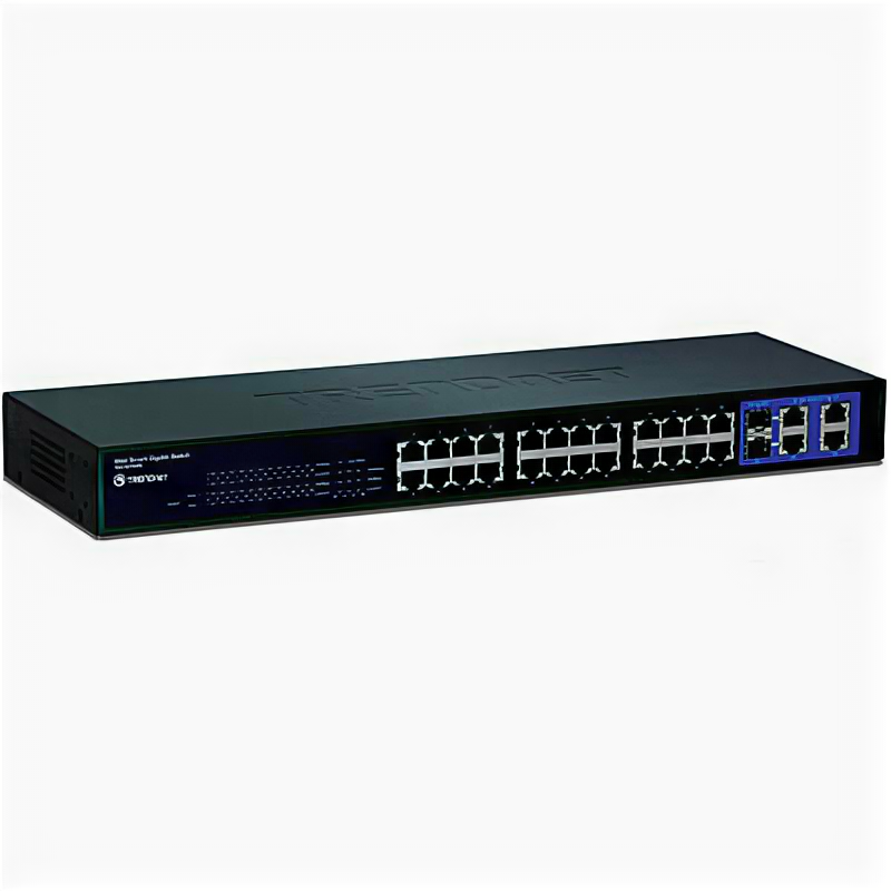 24-портовый коммутатор TRENDnet TEG-424WS WebSmart Gigabit с 4 портами Gigabit Ethernet и 2 слотами mini-GBIC