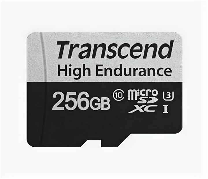 Карта памяти microSDXC Transcend 350V (высокой надёжности) 256 Гб UHS-I Class 10 U1 с адаптером