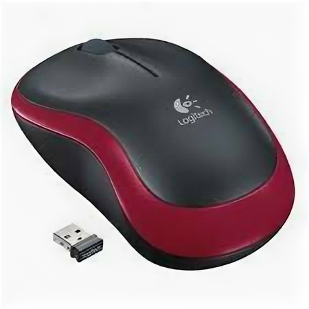 Мышь Logitech M185 красный оптическая (1000dpi) беспроводная USB