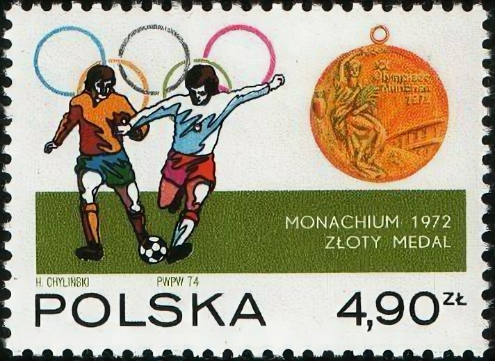 (1974-022) Марка Польша "Футболисты" Чемпионат мира по футболу 1974г. в Мюнхене III Θ