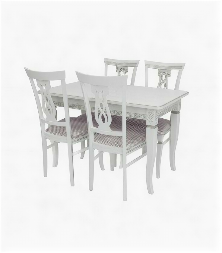 Набор мебели для кухни Leset Дакота 1Р + Юта, белый патина серебро, ткань жаккард, атина серебро