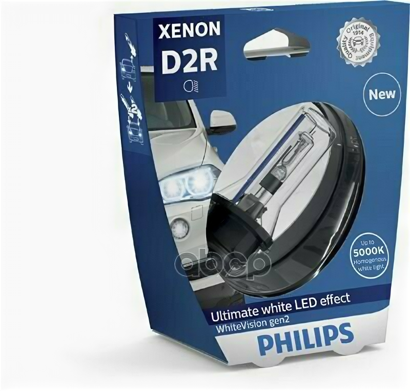 Автолампа Ксенон Philips 85126Whv2s1 D2r 85V 35W P32d-3 Xenon Whitevision Gen2 5000К (Пб1/10) Philips арт. 85126WHV2S1