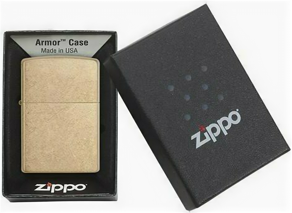 Зажигалка ZIPPO Armor™с покрытием Tumbled Brass, латунь/сталь, золотистая, матовая, 38x13x57 мм - фотография № 2