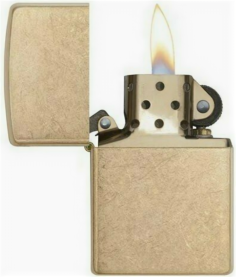 Зажигалка ZIPPO Armor™с покрытием Tumbled Brass, латунь/сталь, золотистая, матовая, 38x13x57 мм - фотография № 4