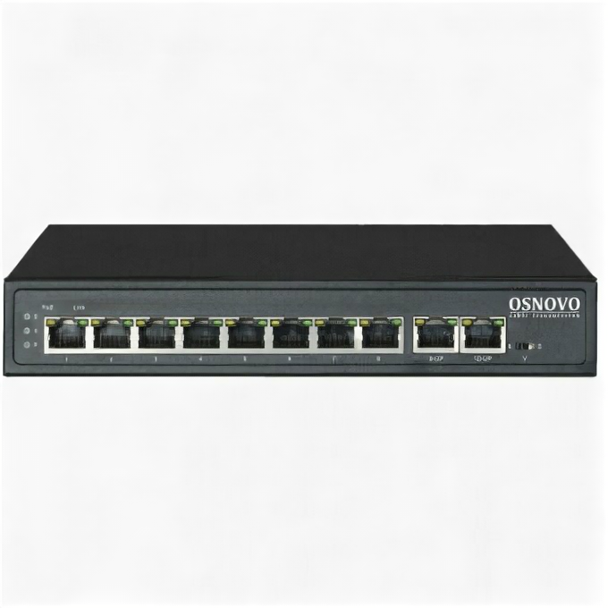 Коммутатор OSNOVO SW-21000/A(120W) Passive PoE 8х10/100 Base-T+ 2х10/100 Base-T Uplink, до 30W на порт