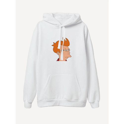 Худи PRINTHAN Худи мужское с принтом Футурама Фрай PRINTHAN , белое, силуэт свободный, средней длины, утепленное, размер XL (52), белый