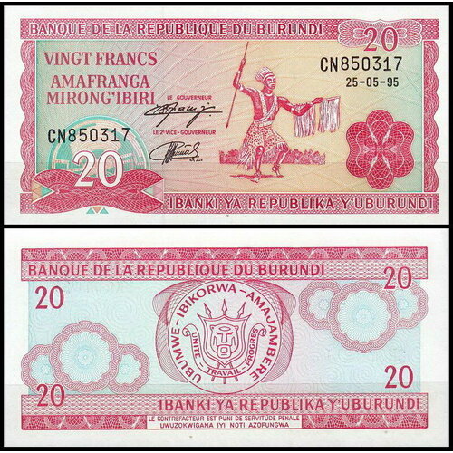 бурунди 50 франков 1988 1993 unc pick 28c Бурунди 20 франков 1991-1995 (UNC Pick 27c)